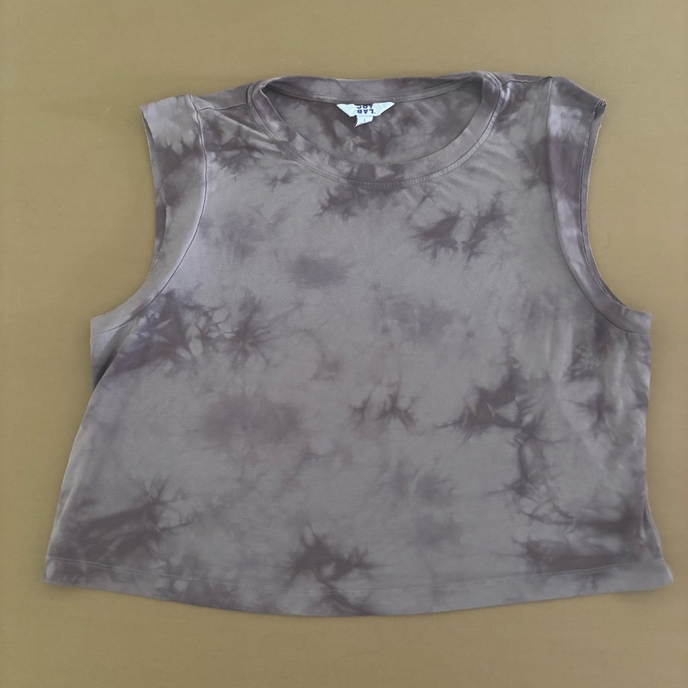 JoyLab Tie Dye Brown Cropped Muscle Tee - Picture 7 of 7